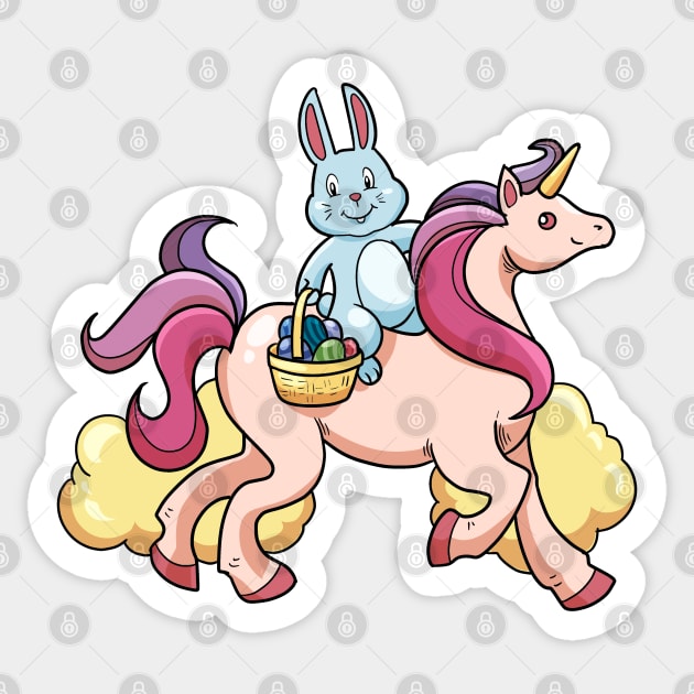 Cute Easter bunny riding unicorn Sticker by Modern Medieval Design